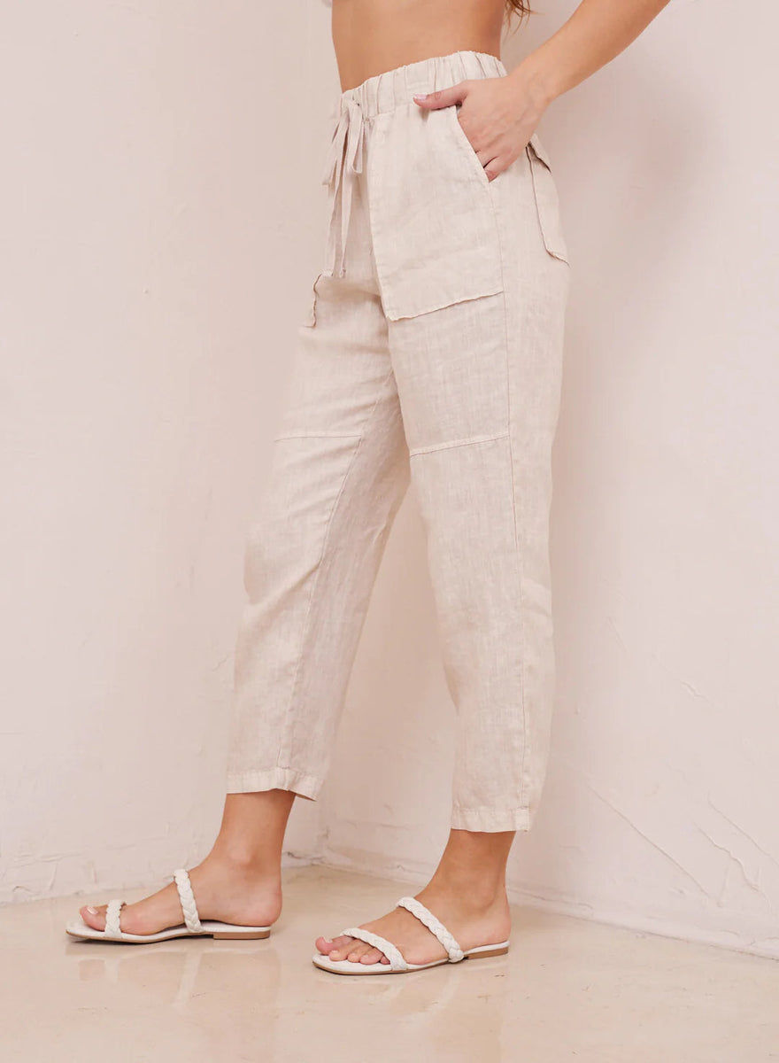 Bella Dahl UTILITY TIE WAIST LINEN TROUSER Bella Maas