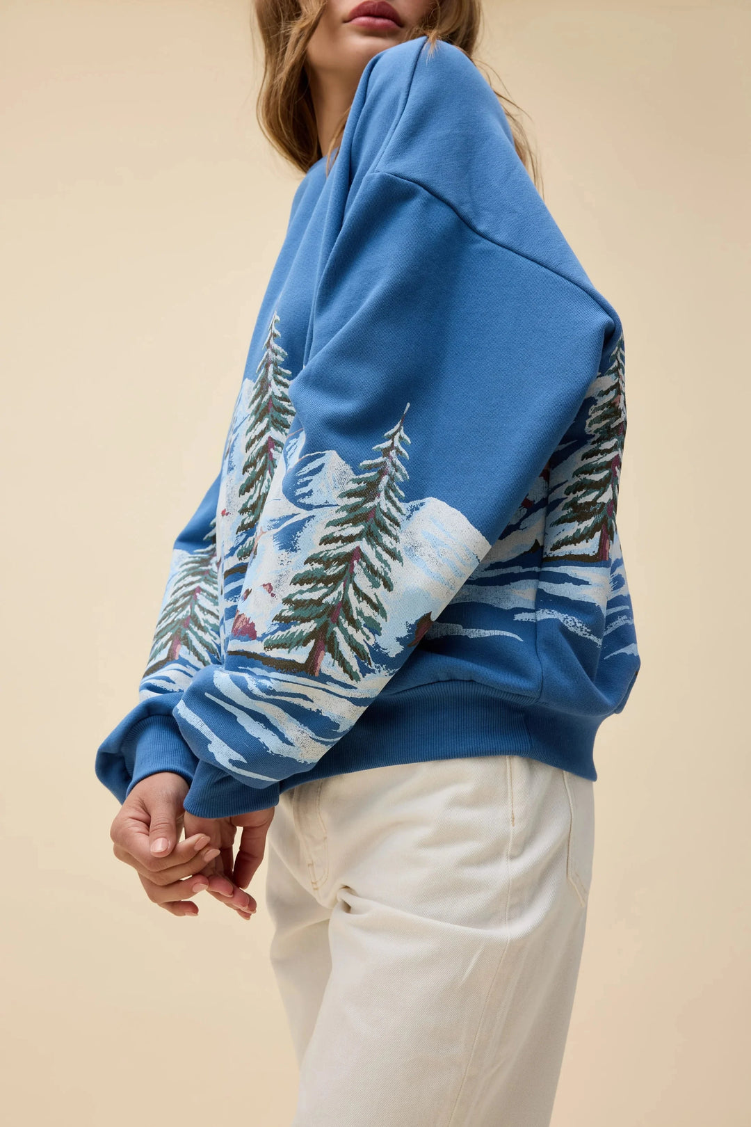 ALPINE SKI SCENE OVERSIZED CREW SWEATER DAYDREAMER 