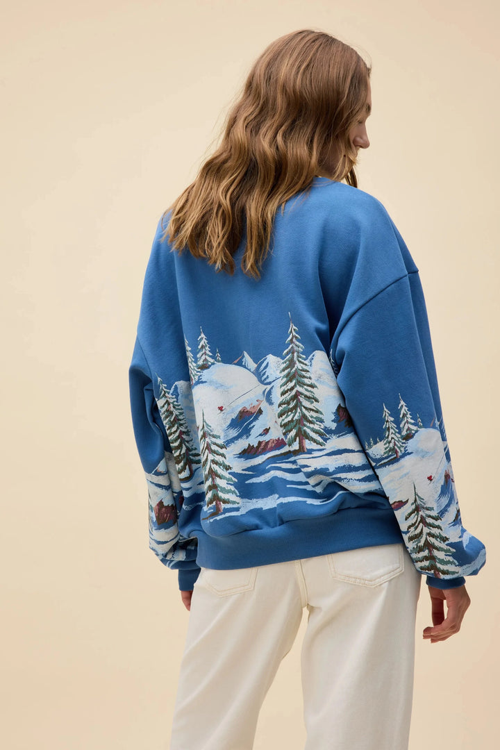ALPINE SKI SCENE OVERSIZED CREW SWEATER DAYDREAMER 
