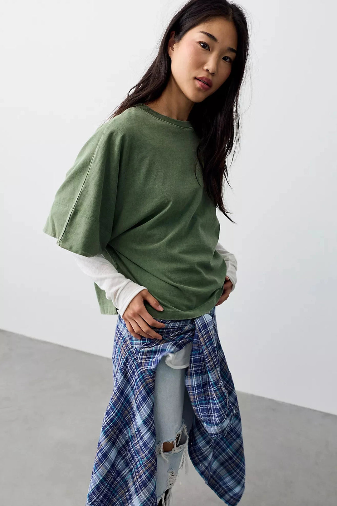 ATLAS DOLMAN T-Shirt Free People XS FOREST FAIRY 