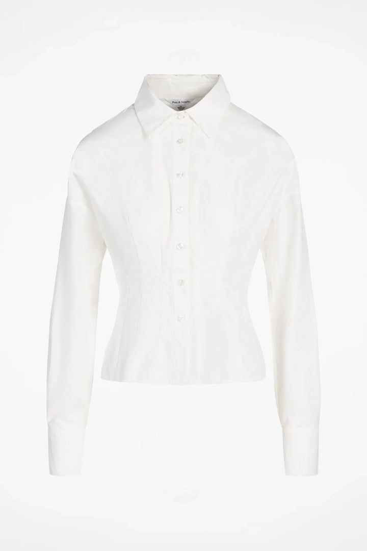 BELFAST CINCH WAIST SHIRT blouse PURE &amp; SIMPLE XS BRIGHT WHITE 