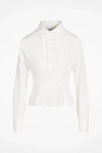 BELFAST CINCH WAIST SHIRT blouse PURE & SIMPLE XS BRIGHT WHITE 