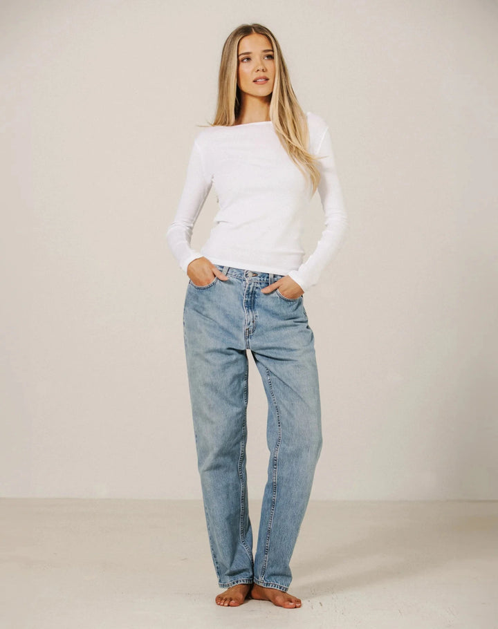 BOATNECK LONG SLEEVE TOP BRUNETTE THE LABEL 