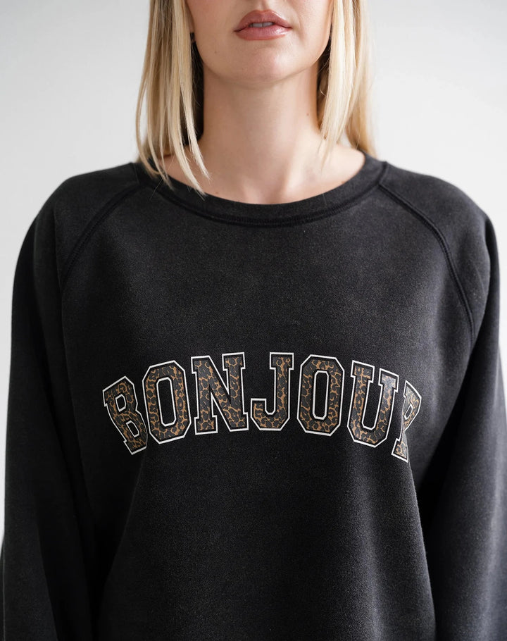 BONJOUR NOT YOUR BOYFRIENDS CREW SWEATER BRUNETTE THE LABEL 