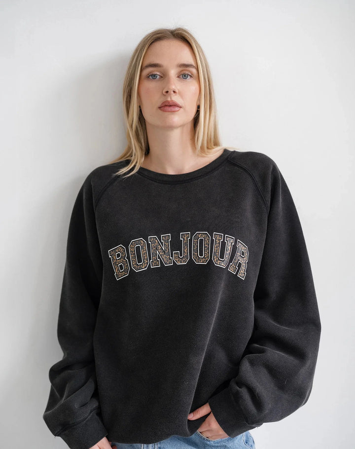 BONJOUR NOT YOUR BOYFRIENDS CREW SWEATER BRUNETTE THE LABEL 