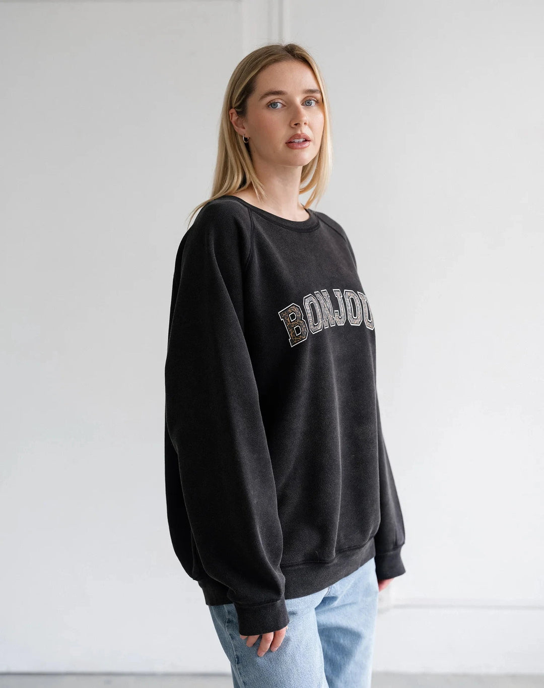 BONJOUR NOT YOUR BOYFRIENDS CREW SWEATER BRUNETTE THE LABEL 
