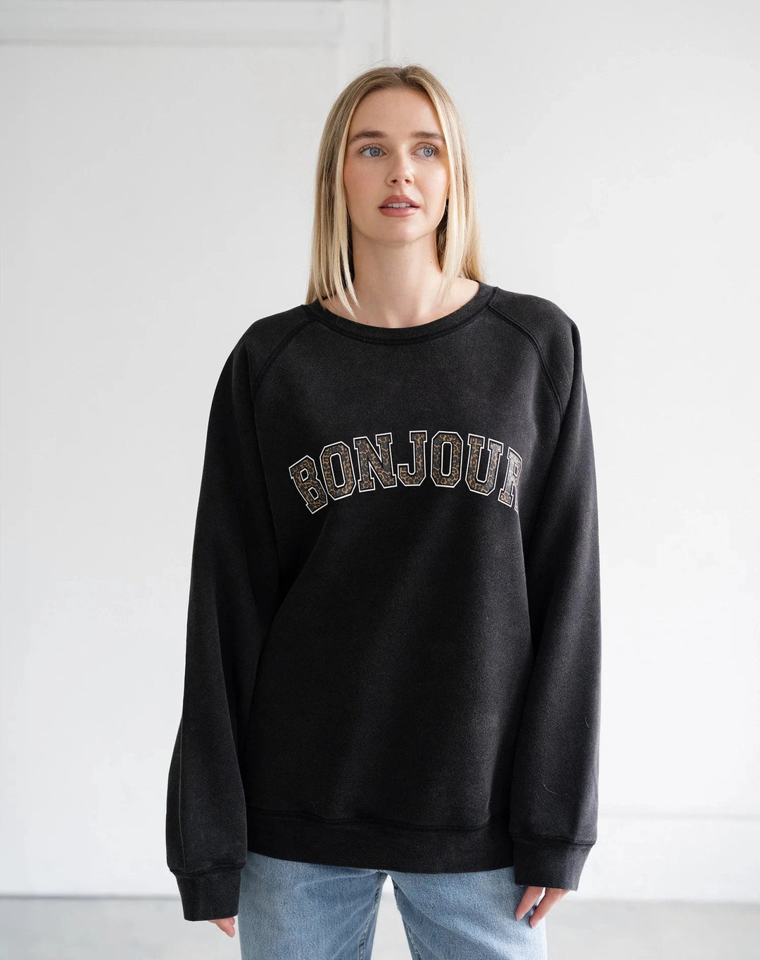 BONJOUR NOT YOUR BOYFRIENDS CREW SWEATER BRUNETTE THE LABEL 