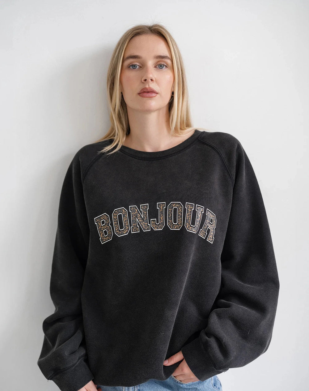 BONJOUR NOT YOUR BOYFRIENDS CREW SWEATER BRUNETTE THE LABEL 
