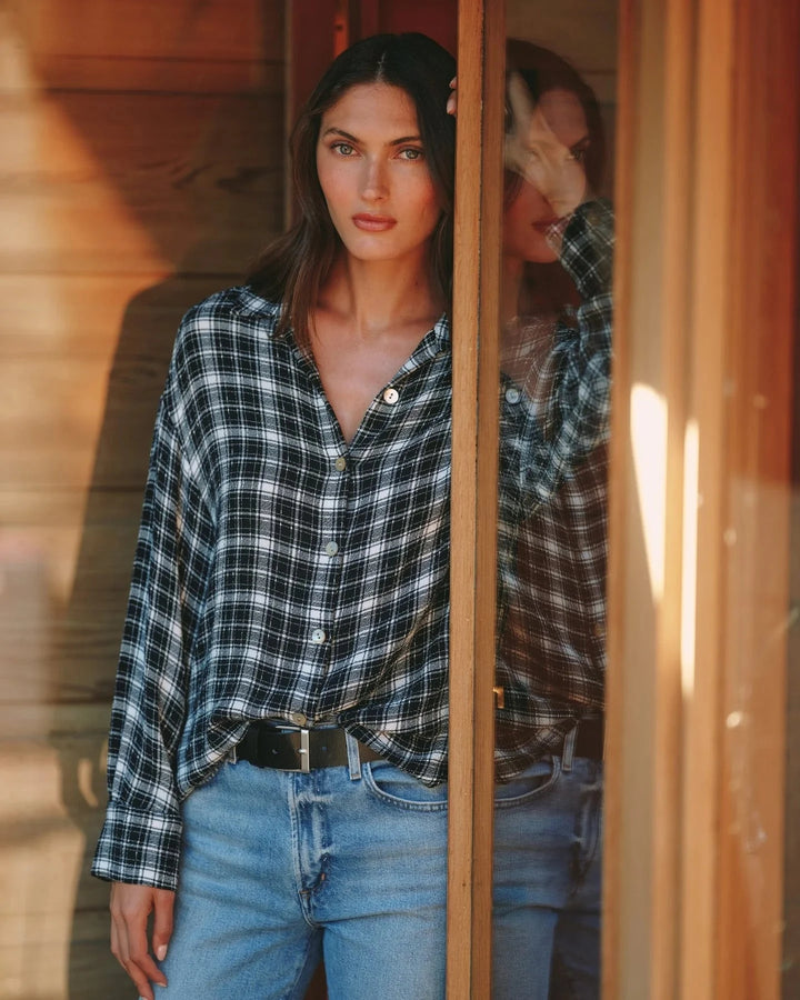 BOYFRIEND PLAID BUTTON DOWN TOP BELLA DAHL 