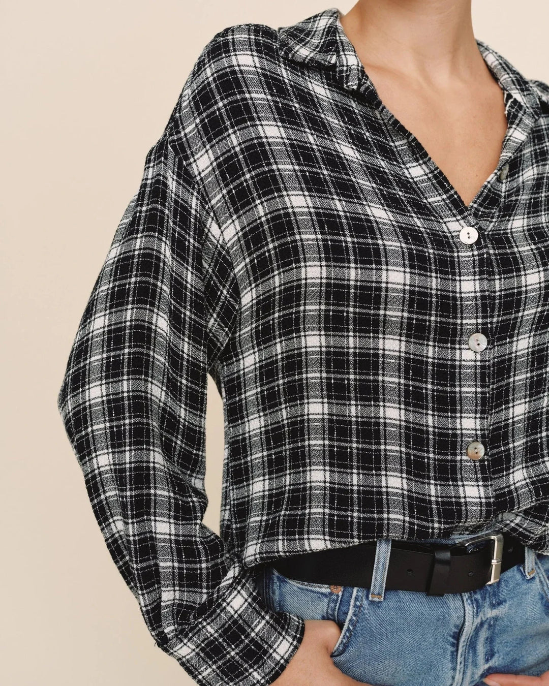 BOYFRIEND PLAID BUTTON DOWN TOP BELLA DAHL 