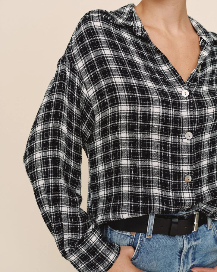 BOYFRIEND PLAID BUTTON DOWN TOP BELLA DAHL 