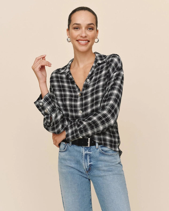 BOYFRIEND PLAID BUTTON DOWN TOP BELLA DAHL 