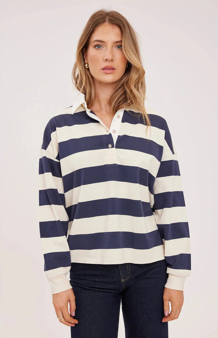 BRITT SHIRT TOP GENTLE FAWN XS NAVY STRIPE 
