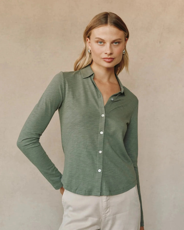 BUTTON DOWN KNIT TOP TOP BELLA DAHL 