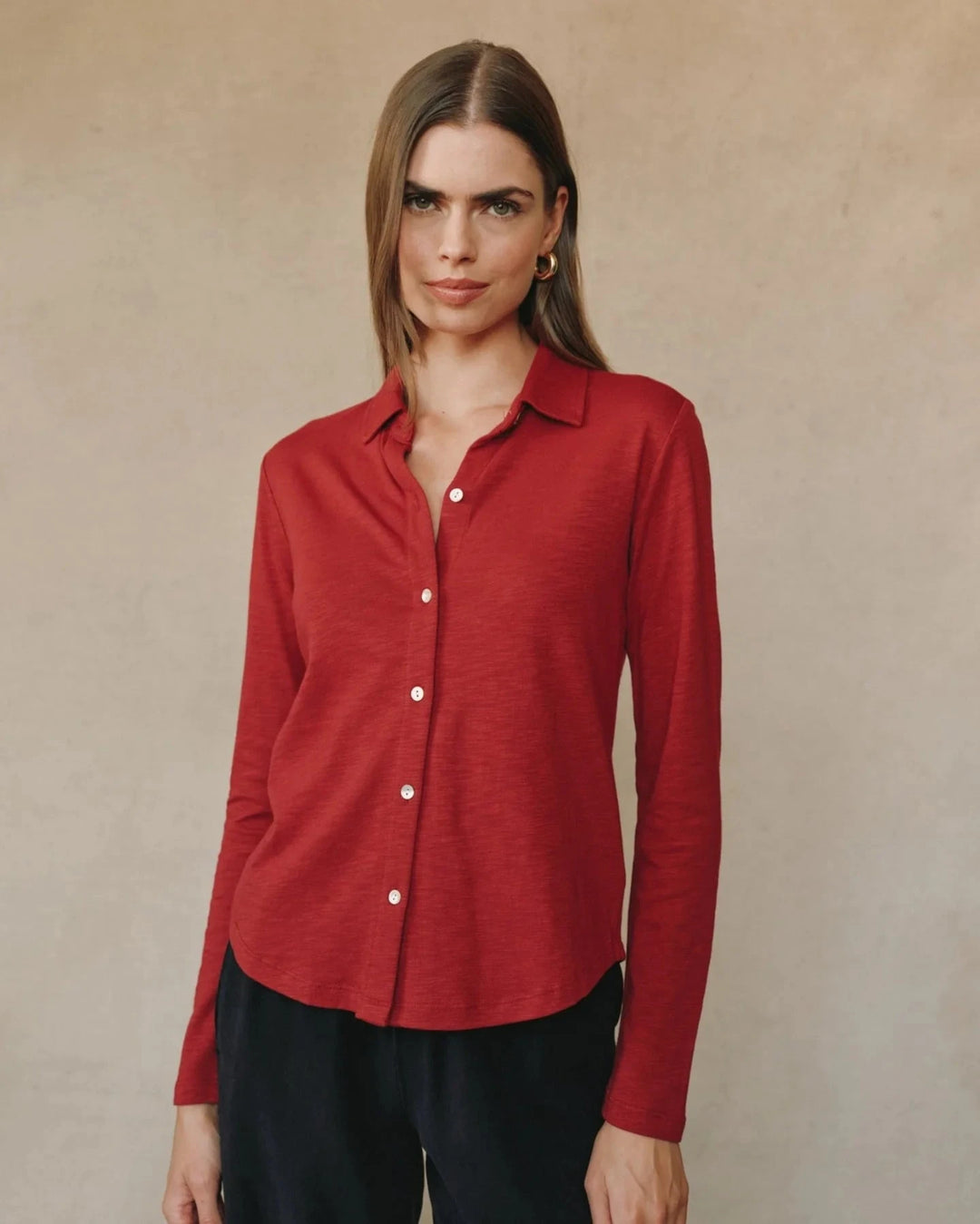 BUTTON DOWN KNIT TOP TOP BELLA DAHL 