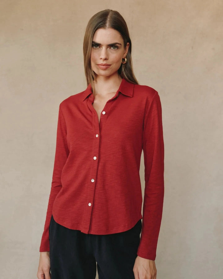 BUTTON DOWN KNIT TOP TOP BELLA DAHL 