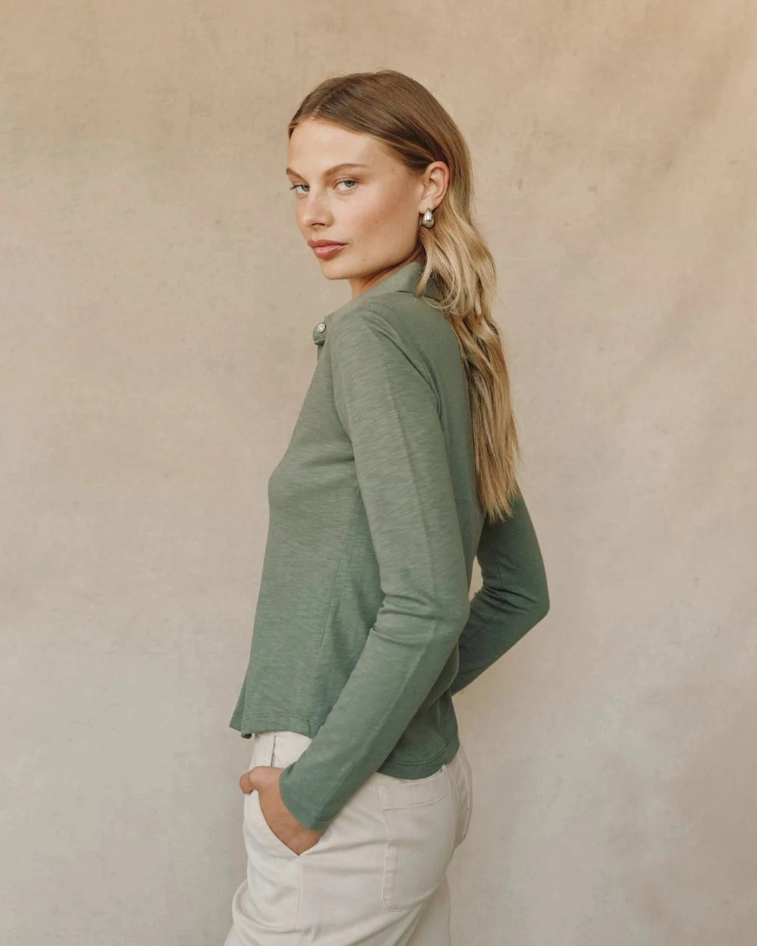 BUTTON DOWN KNIT TOP TOP BELLA DAHL 