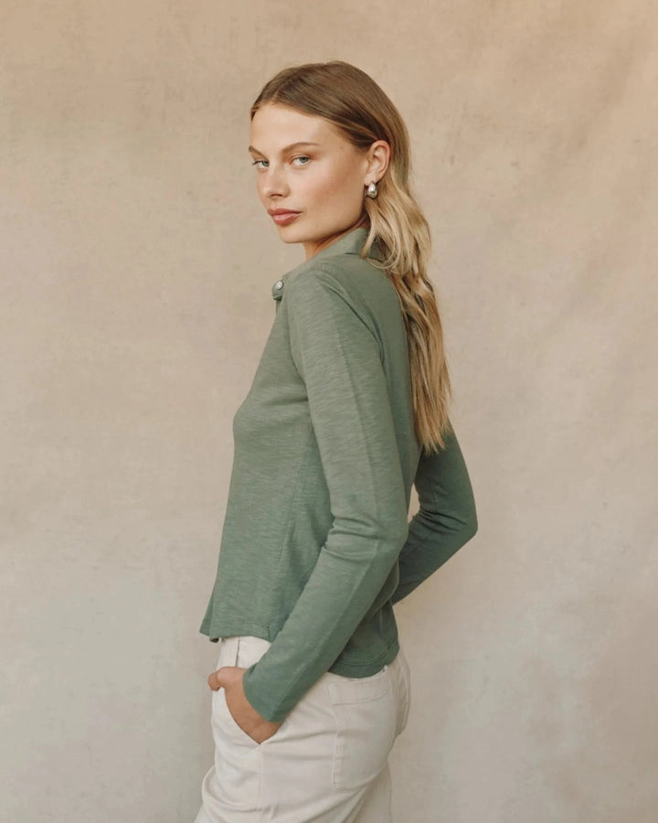 BUTTON DOWN KNIT TOP TOP BELLA DAHL 