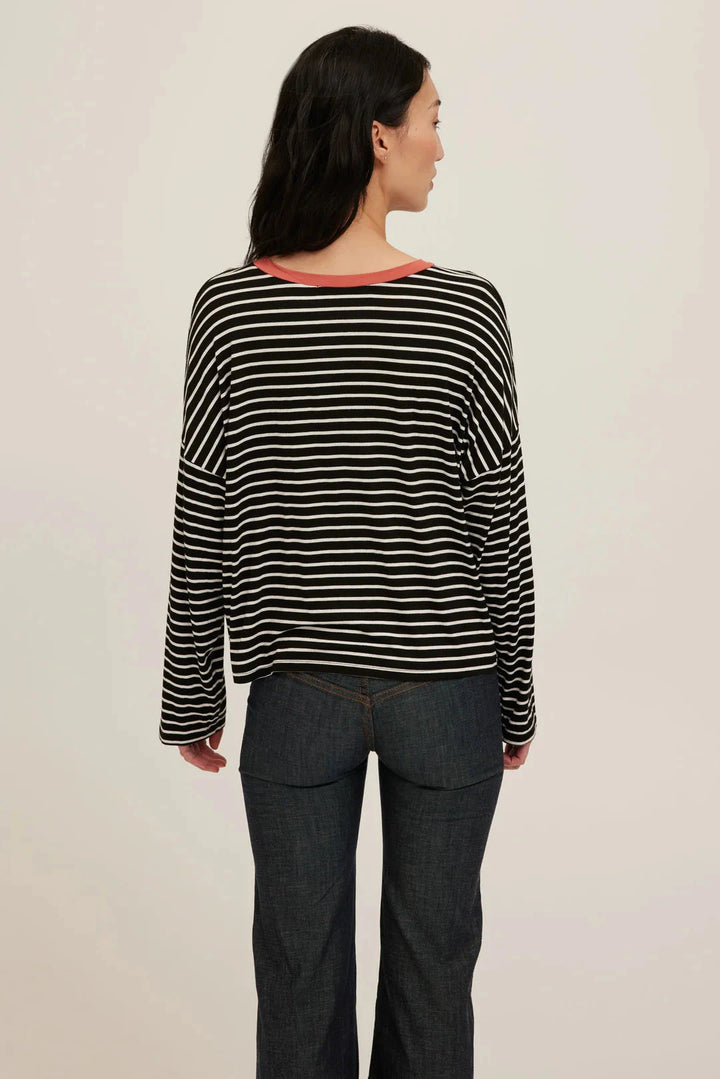 CAPTAIN STRIPED BOYFRIEND LONG SLEEVE TOP PROJECT SOCIAL T 