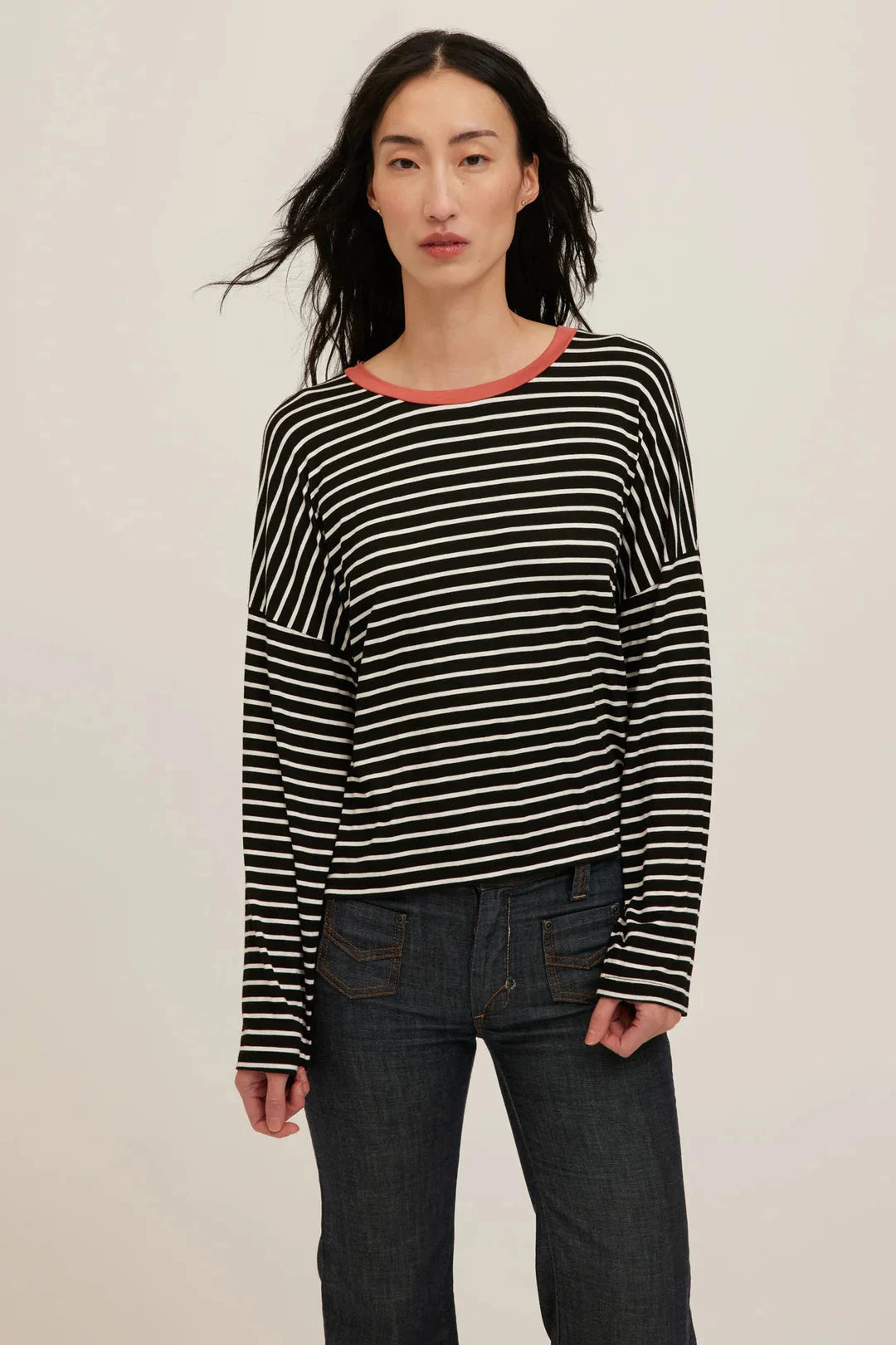 CAPTAIN STRIPED BOYFRIEND LONG SLEEVE TOP PROJECT SOCIAL T 