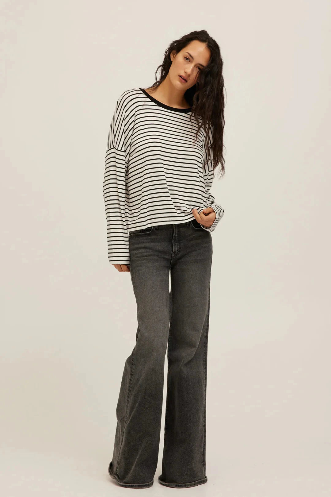 CAPTAIN STRIPED BOYFRIEND LONG SLEEVE TOP PROJECT SOCIAL T 