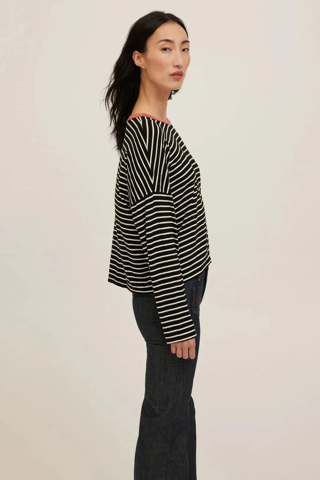 CAPTAIN STRIPED BOYFRIEND LONG SLEEVE TOP PROJECT SOCIAL T 