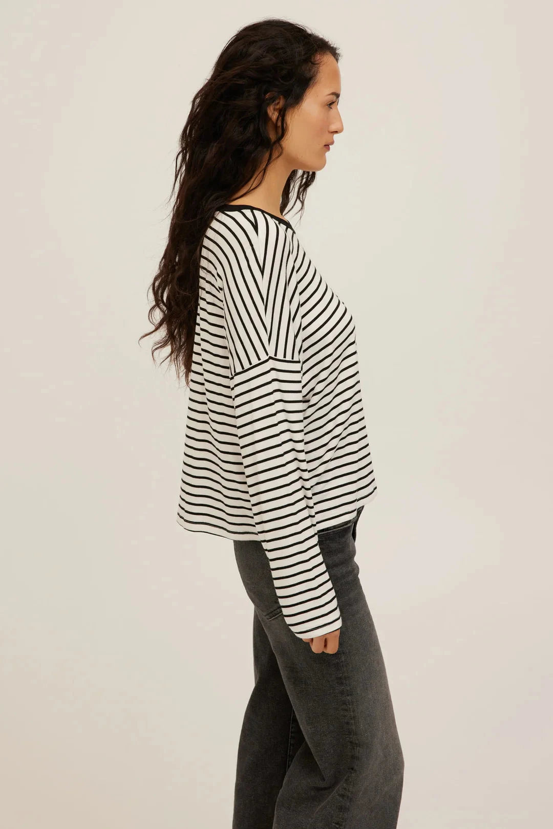 CAPTAIN STRIPED BOYFRIEND LONG SLEEVE TOP PROJECT SOCIAL T 
