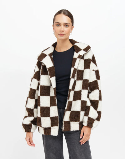 CHECK SHERPA JACKET JACKET BRUNETTE THE LABEL 