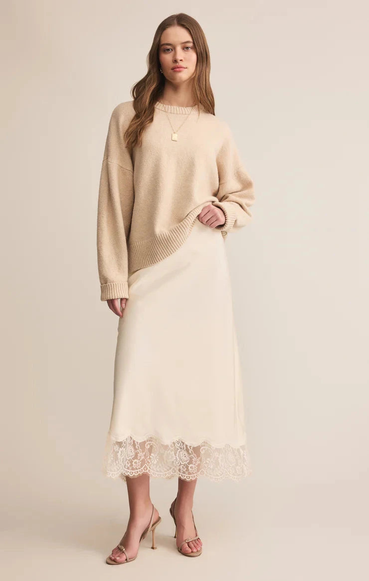 CINDER LACE SATIN MIDI SKIRT SKIRT Z SUPPLY XS CLOUD 