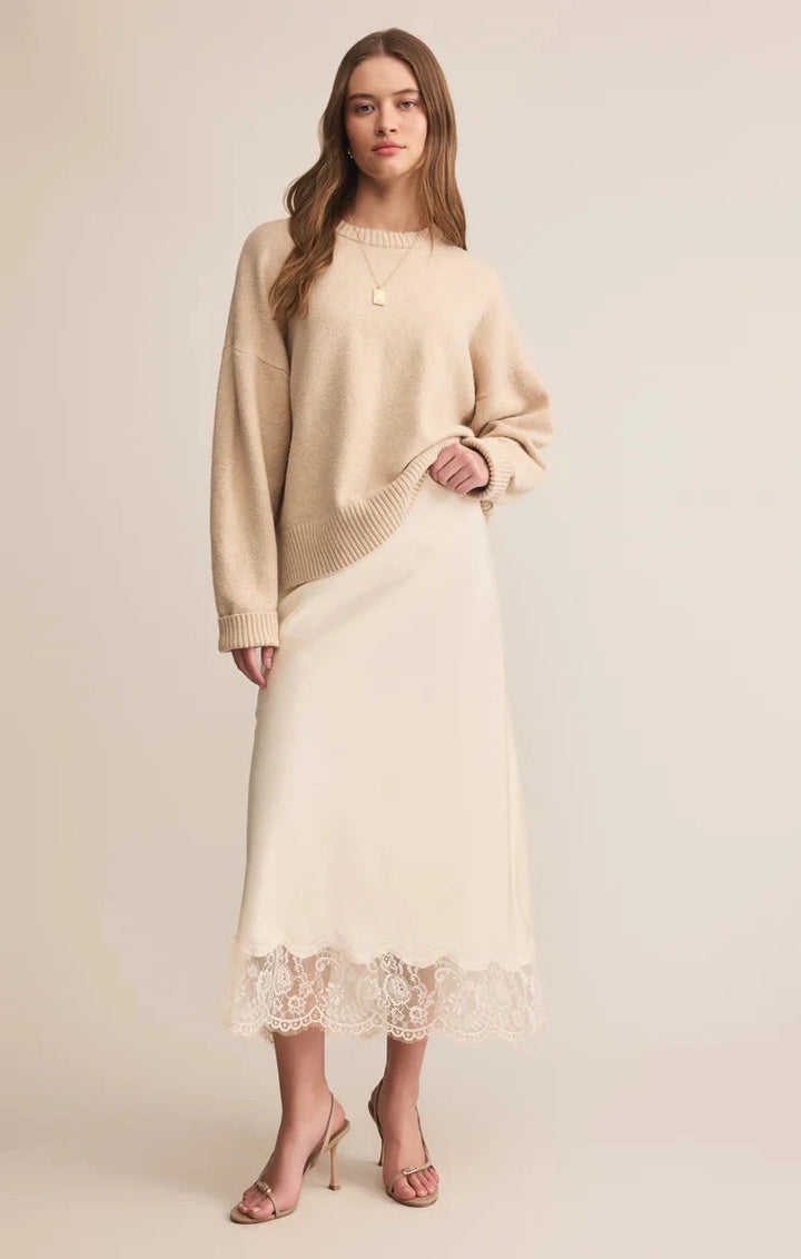 CINDER LACE SATIN MIDI SKIRT SKIRT Z SUPPLY XS CLOUD 