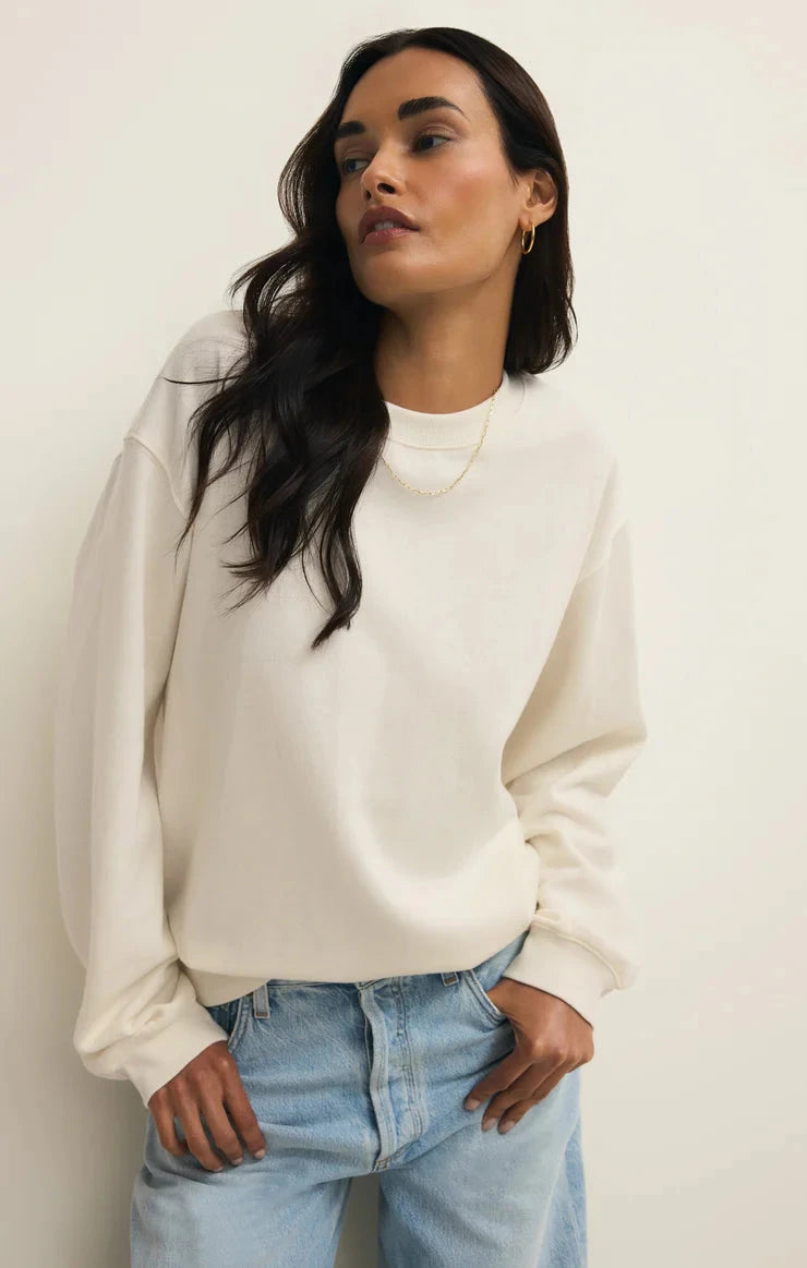 CLASSIC BOYFRIEND SWEATSHIRT SWEATER Z SUPPLY XS CLOUD 