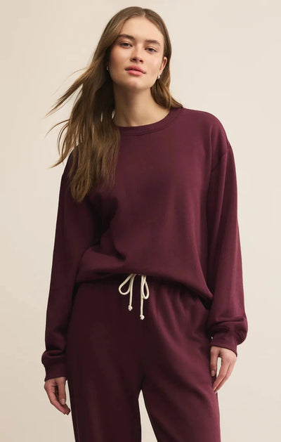CLASSIC BOYFRIEND SWEATSHIRT SWEATER Z SUPPLY XS MERLOT 