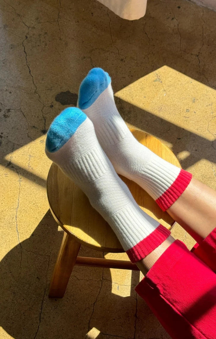 COLOR BLOCK GIRLFRIEND SOCKS - BLUE RED Socks LE BON SHOPPE 