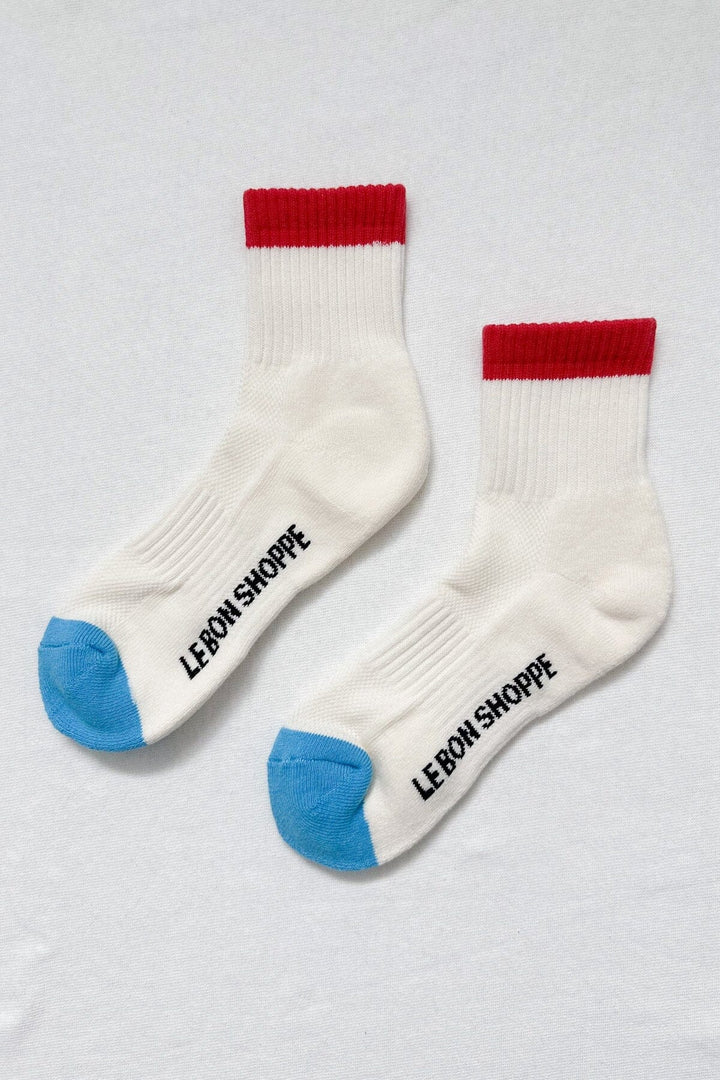 COLOR BLOCK GIRLFRIEND SOCKS - BLUE RED Socks LE BON SHOPPE 