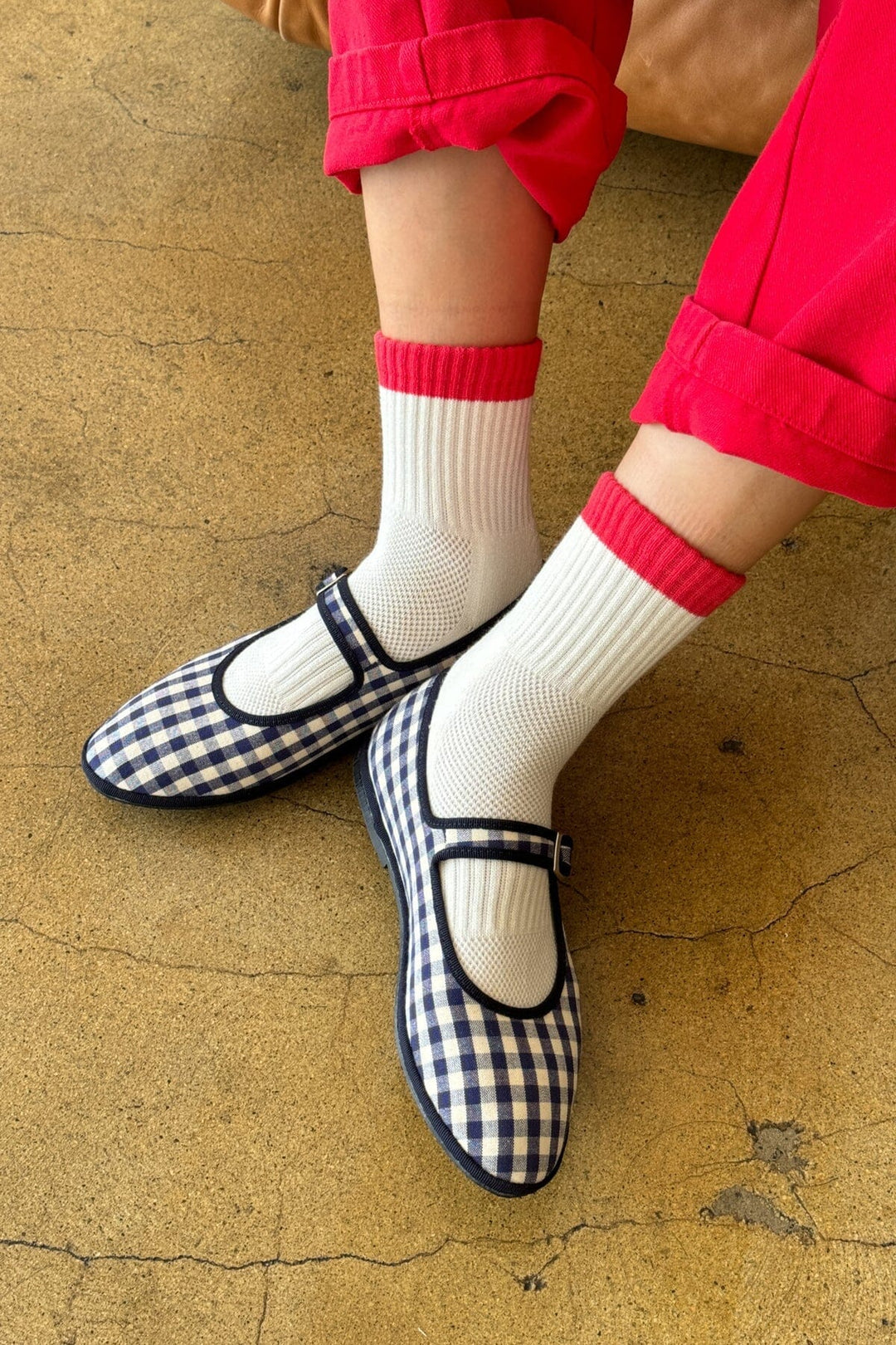 COLOR BLOCK GIRLFRIEND SOCKS - BLUE RED Socks LE BON SHOPPE 