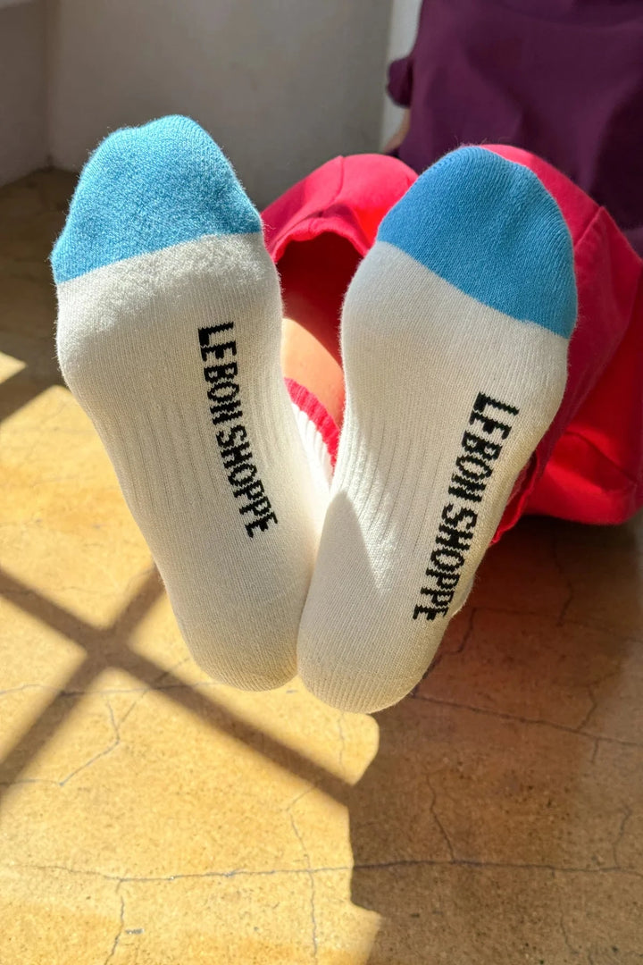 COLOR BLOCK GIRLFRIEND SOCKS - BLUE RED Socks LE BON SHOPPE 