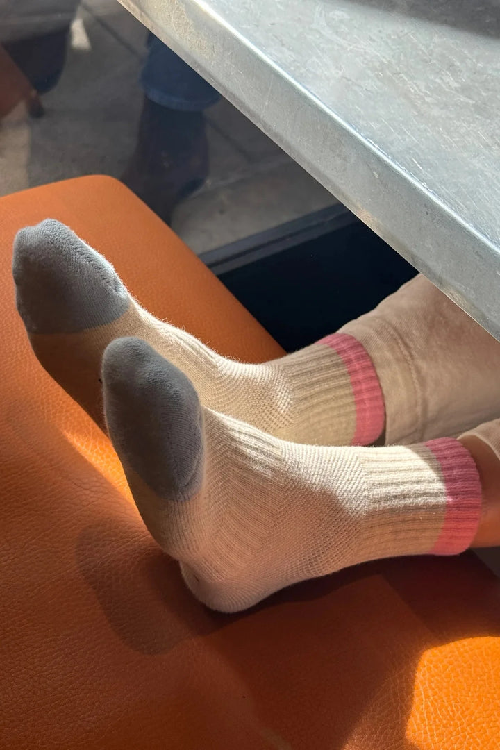 COLOR BLOCK GIRLFRIEND SOCKS - GREY PINK Socks LE BON SHOPPE 