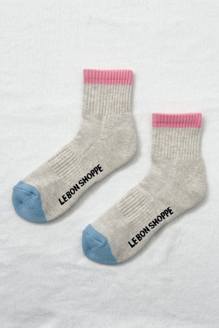COLOR BLOCK GIRLFRIEND SOCKS - GREY PINK Socks LE BON SHOPPE 