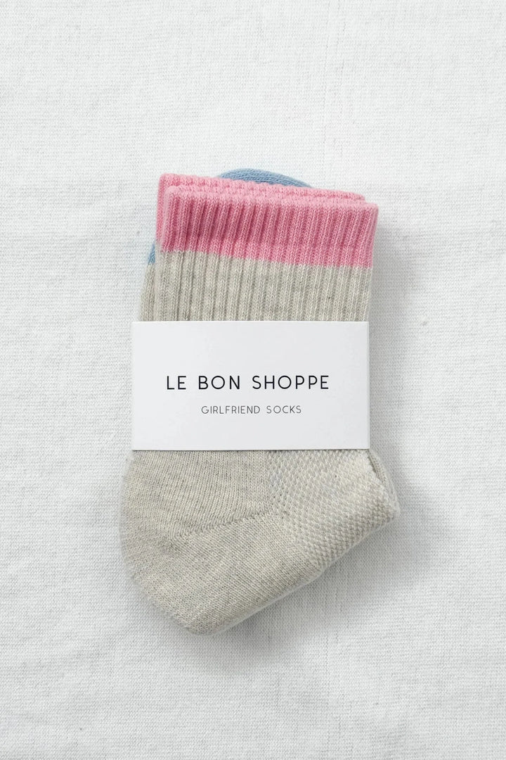COLOR BLOCK GIRLFRIEND SOCKS - GREY PINK Socks LE BON SHOPPE 