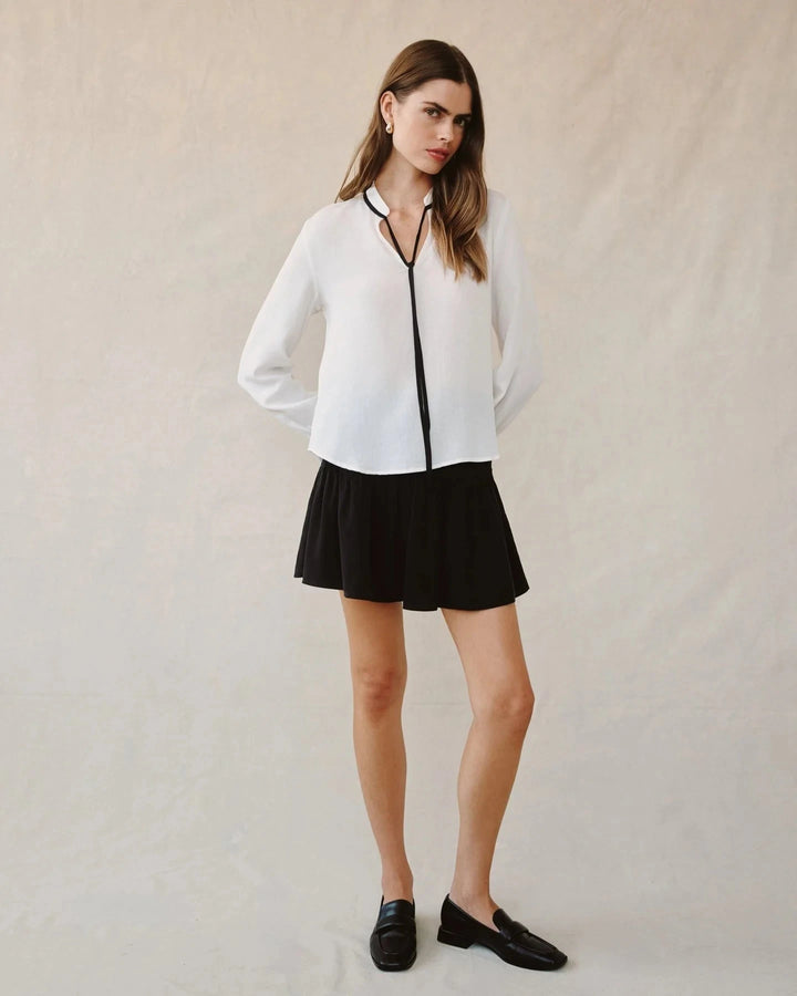 CONTRAST TRIM BLOUSE TOP BELLA DAHL 