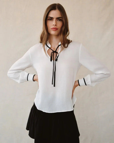 CONTRAST TRIM BLOUSE TOP BELLA DAHL 
