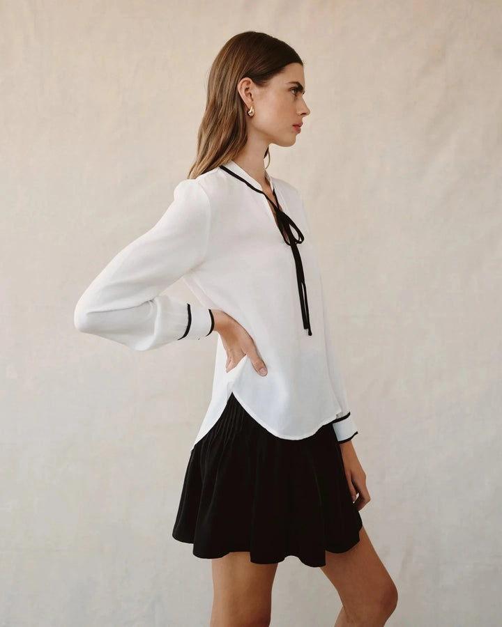CONTRAST TRIM BLOUSE TOP BELLA DAHL 