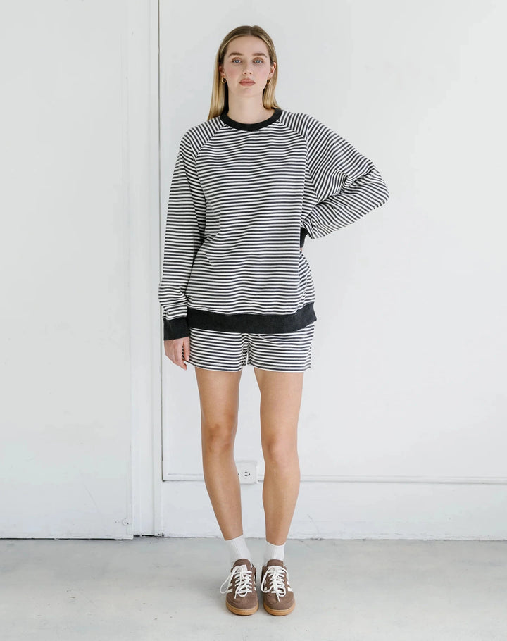 CORE STRIPE SHORT SHORTS BRUNETTE THE LABEL 