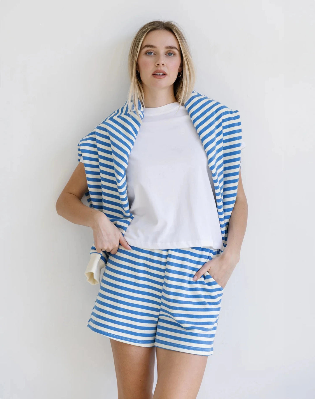CORE STRIPE SHORT SHORTS BRUNETTE THE LABEL 