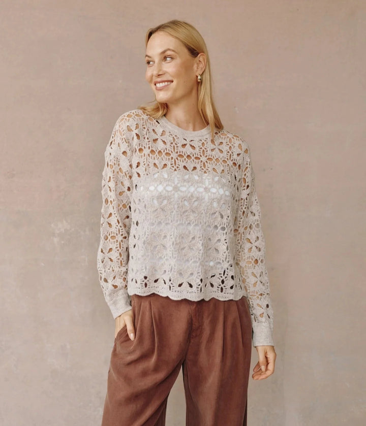 CROCHET CREW NECK SWEATER SWEATER BELLA DAHL 