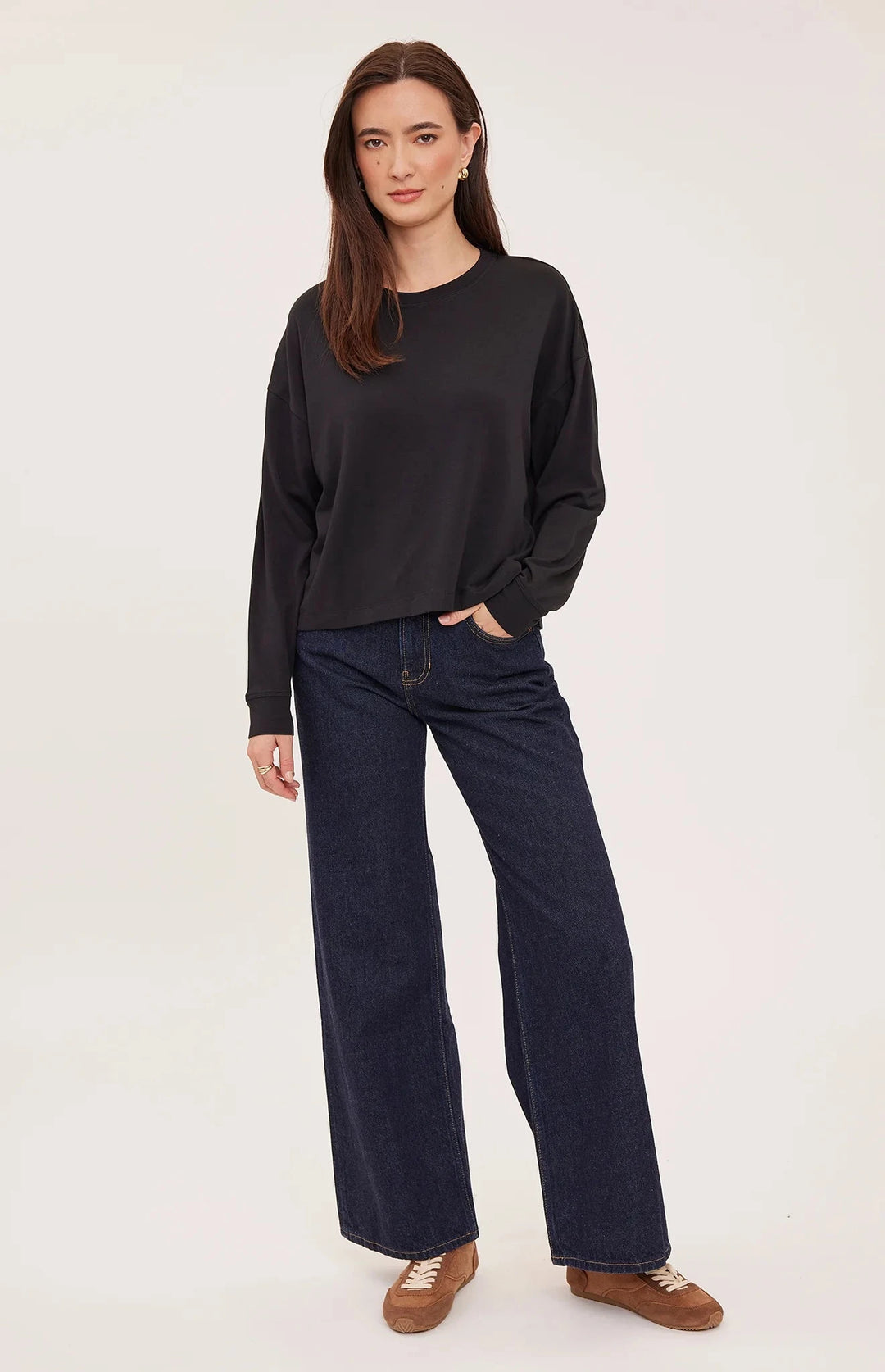 EASTON LONG SLEEVE TOP TOP GENTLE FAWN XS BLACK 