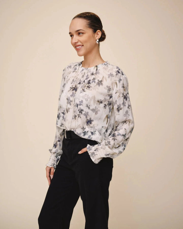 ELASTIC SHIRRED BLOUSE TOP BELLA DAHL 