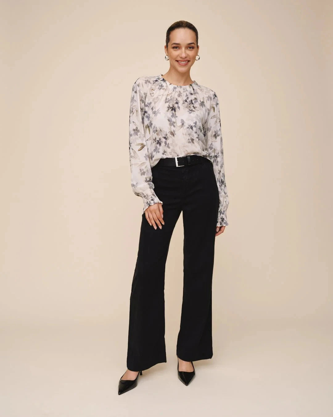ELASTIC SHIRRED BLOUSE TOP BELLA DAHL 