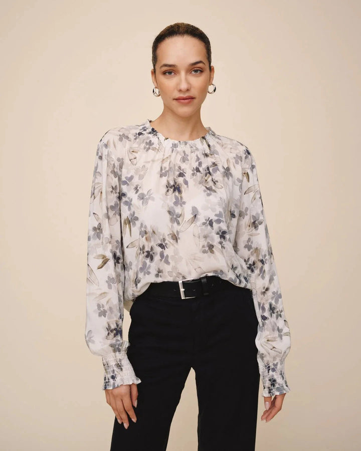 ELASTIC SHIRRED BLOUSE TOP BELLA DAHL 