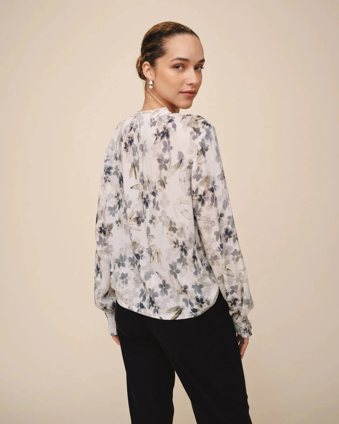 ELASTIC SHIRRED BLOUSE TOP BELLA DAHL 